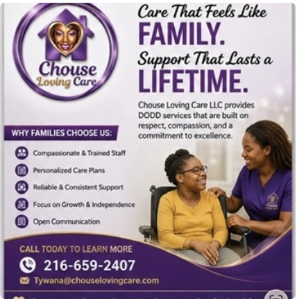 CHOUSE Loving Care family support artwork showing a caregiver and an older adult together